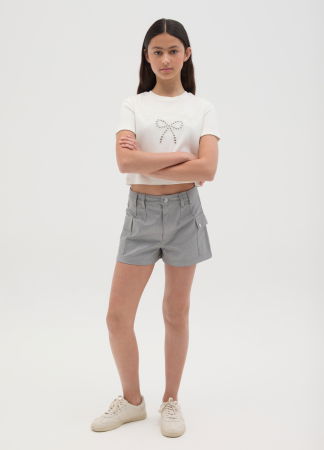 Pantaloni Scurti - Pantaloni Scurti Gri Fete 10-15 Ani