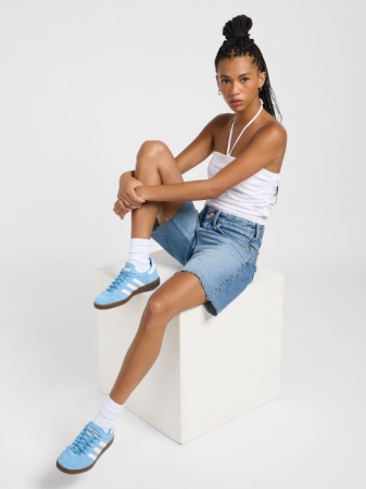 Pantaloni Scurti - Pantaloni Scurti Mavi Loose Femei