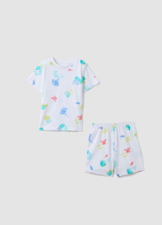 BAIETI - Pijama Maneca Scurta Brilliant White Baieti 9-36 Luni
