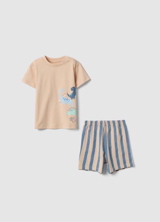 BAIETI - Pijama Maneca Scurta Cream Tan Baieti 9-36 Luni