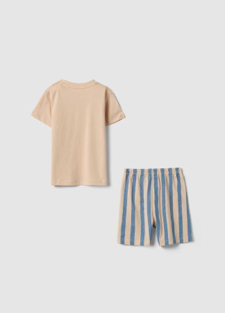 BAIETI - Pijama Maneca Scurta Cream Tan Baieti 9-36 Luni