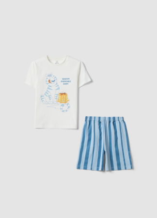МАЛЬЧИКИ - Пижама С Коротким Рукавом Для Мальчиков Off-White/Blue 3-10 Лет