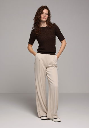 FEMEI - Pulover Cu Maneca Scurta Maro Femei