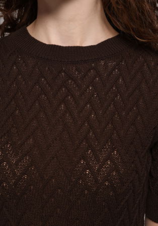 FEMEI - Pulover Cu Maneca Scurta Maro Femei