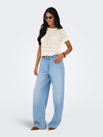 FEMEI - Pulover Cu Maneca Scurta Crem Regular Femei