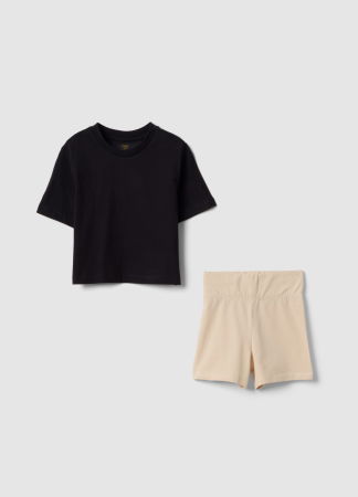 FETE - Set Tricou+Sorti Black/Beige Fete 10-15 Ani