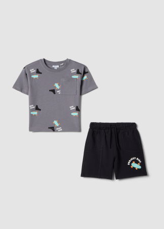 МАЛЬЧИКИ - Комплект Футболка+Шорты Для Мальчиков Серый 9-36 Месяцев