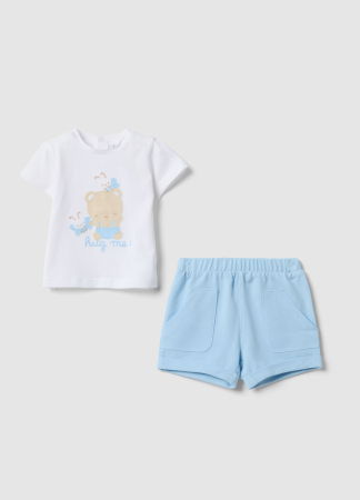 BAIETI - Set Tricou + Sorti Light Blue Baieti 0-9 Luni