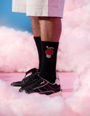 BARBATI - Sosete Pachet De 2 Șosete Înalte Pentru Bărbați Alb-Negru  Barbati