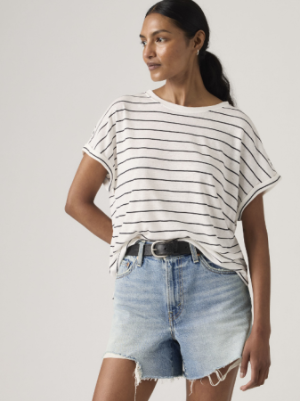 FEMEI - Tricou Alb/Negru Regular Femei