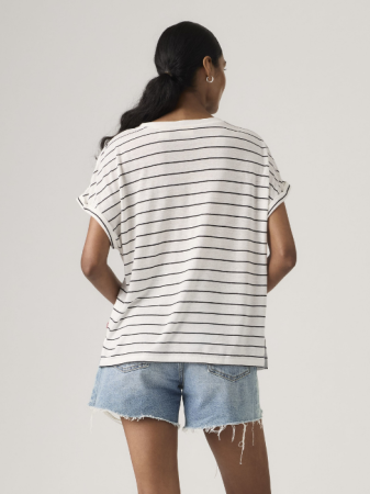 FEMEI - Tricou Alb/Negru Regular Femei