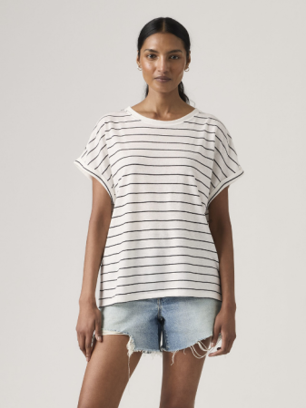 FEMEI - Tricou Alb/Negru Regular Femei