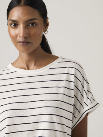 FEMEI - Tricou Alb/Negru Regular Femei