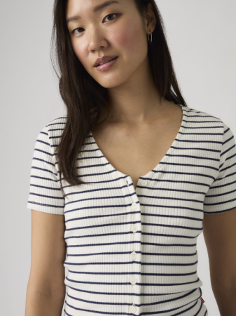 FEMEI - Tricou Alb/Negru Slim Femei