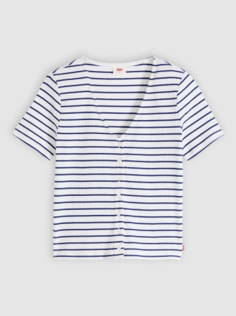 FEMEI - Tricou Alb/Negru Slim Femei