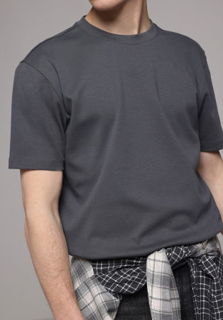 BARBATI - Tricou Gri Inchis Barbati