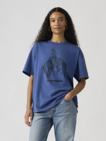 FEMEI - Tricou Albastru Relaxed Femei