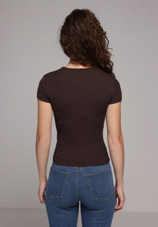 ЖЕНЩИНЫ - Женская Футболка Коричневая Slim