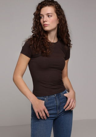 ЖЕНЩИНЫ - Женская Футболка Коричневая Slim