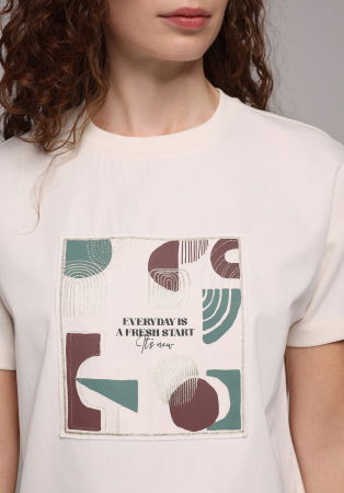 FEMEI - Tricou Crem Femei