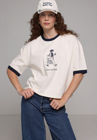 FEMEI - Tricou Crem  Femei