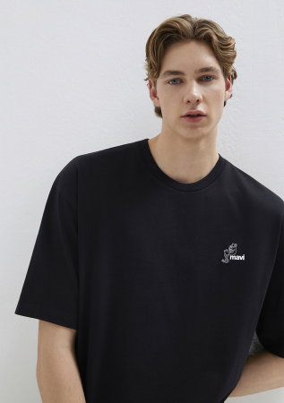 BARBATI - Tricou Negru Oversize Barbati