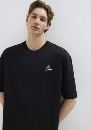 BARBATI - Tricou Negru Oversize Barbati