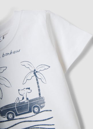 BAIETI - Tricou Off White Baieti 9-36 Luni