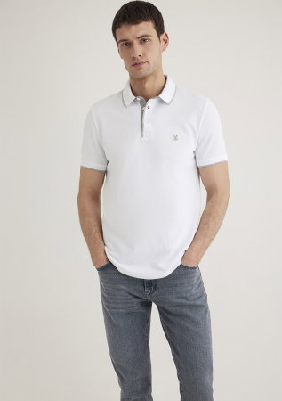 BARBATI - Tricou Polo Alb  Barbati