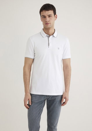 BARBATI - Tricou Polo Alb  Barbati