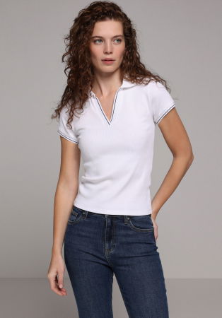 FEMEI - Tricou Polo Alb Femei