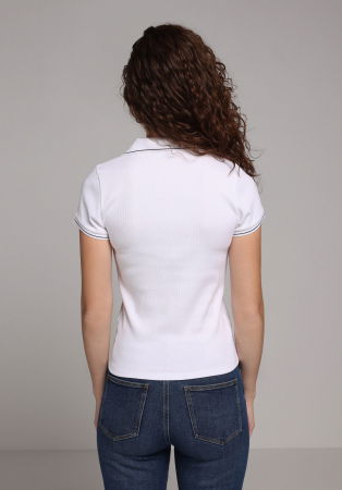 FEMEI - Tricou Polo Alb Femei