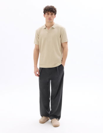 BARBATI - Tricou Polo Bej Regular Barbati