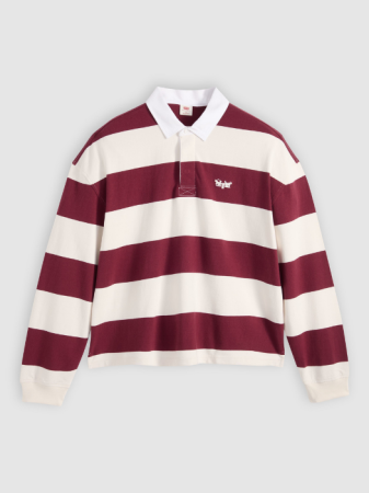 BARBATI - Tricou Polo Cu Maneca Lunga Alb/Bordo Regular Barbati