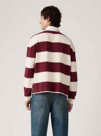 BARBATI - Tricou Polo Cu Maneca Lunga Alb/Bordo Regular Barbati