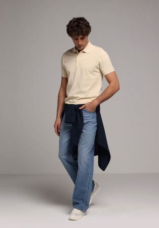 BARBATI - Tricou Polo Galben Regular Barbati