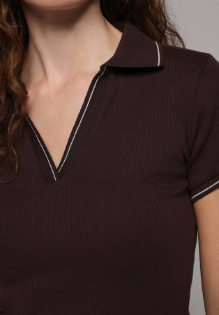 FEMEI - Tricou Polo Maro Femei