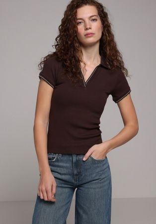 FEMEI - Tricou Polo Maro Femei