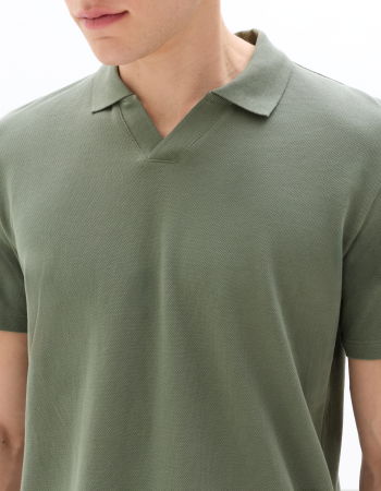 BARBATI - Tricou Polo Verde Masliniu Regular Barbati