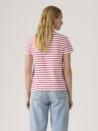 FEMEI - Tricou Rosu/Alb Regular Femei