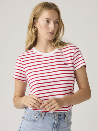 FEMEI - Tricou Rosu/Alb Regular Femei