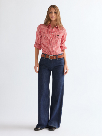 JEANS - Wrangler Blugi Indigo WORLD WIDE Wide Leg Femei