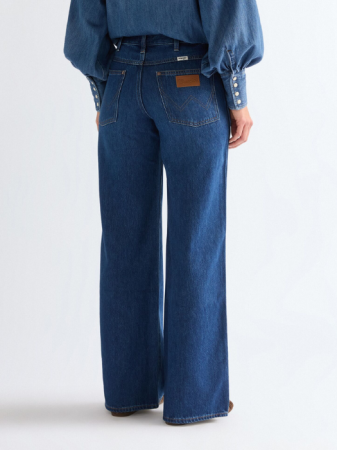 JEANS - Wrangler Blugi Albastri WORLD WIDE Wide Leg Femei