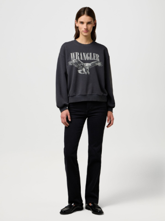 Hanorace - Wrangler Bluza Gri Inchis Oversized Femei