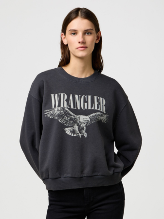 Hanorace - Wrangler Bluza Gri Inchis Oversized Femei