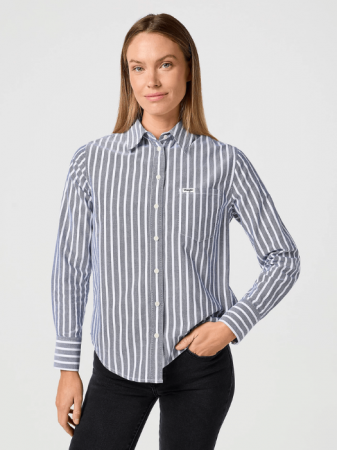 Рубашки - Wrangler Женская Рубашка Белая/Синяя Regular