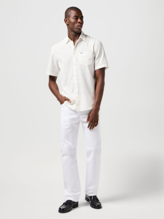 МУЖЧИНЫ - Wrangler Мужская Рубашка С Коротким Рукавом Белая Regular