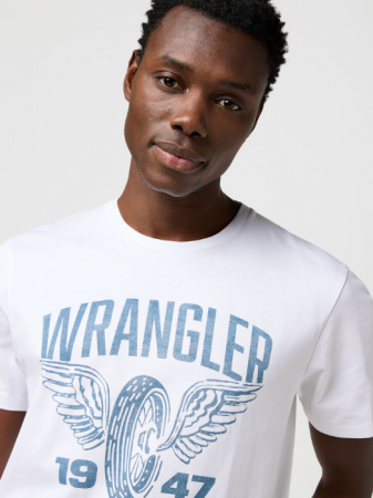 BARBATI - Wrangler Tricou Alb Regular Barbati