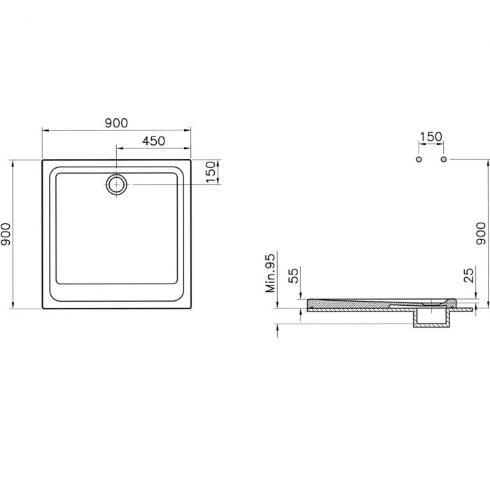 Cadita de dus 90x90x5.5cm | 5806L003-0578 [2]