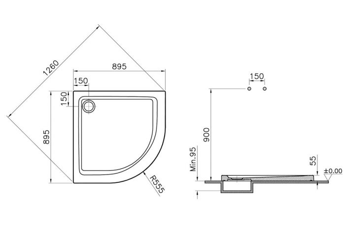 Cadita de dus antiderapanta pentru colt 90x90x5.5cm | 5807L203-0578 [2]